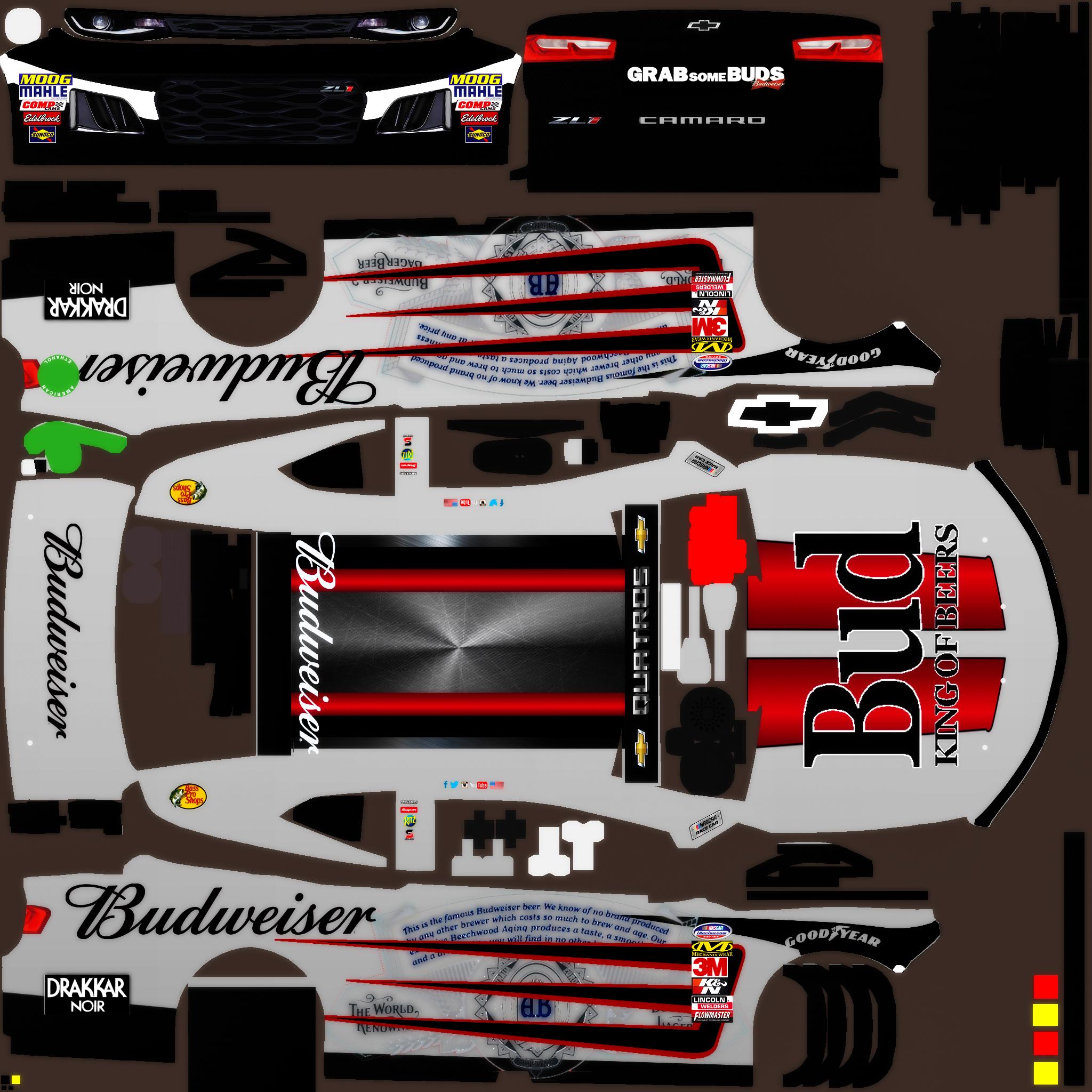 Budweiser Chevrolet Camaro ZL1 (Fictional/Prototype 2019) Custom Paint ...