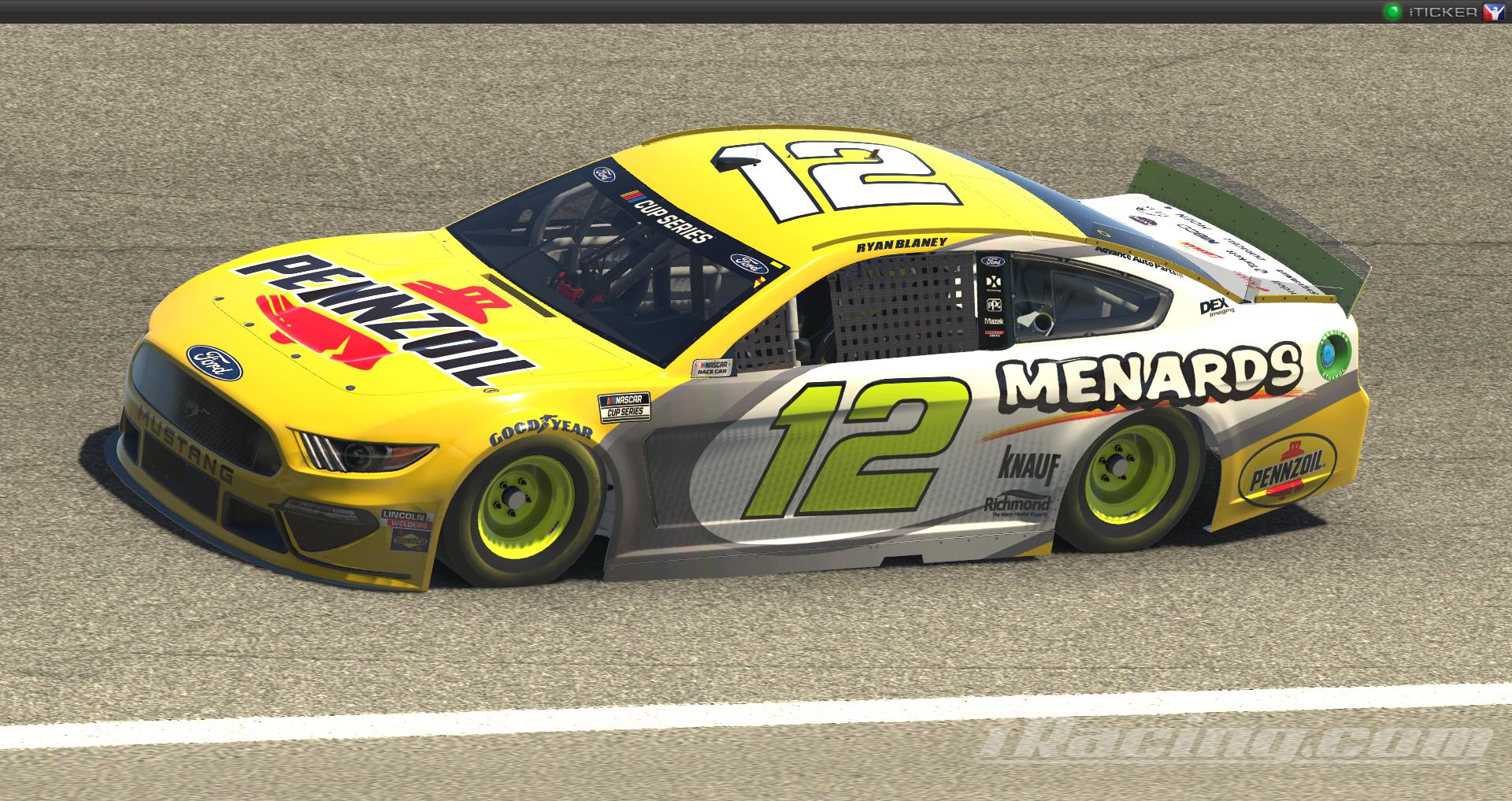 Ryan Blaney #12 Pennzoil/Menards 2020 NASCAR Cup Series By Ryan ...