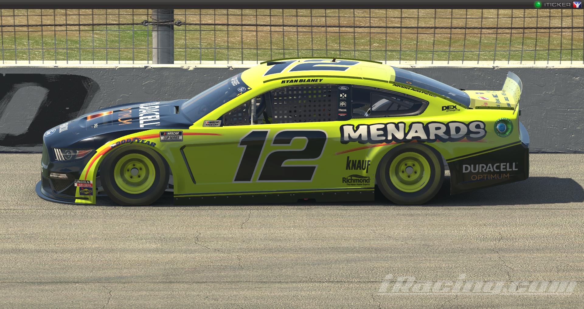 Ryan Blaney #12 Duracell/Menards V2 2020 NASCAR Cup Series ...