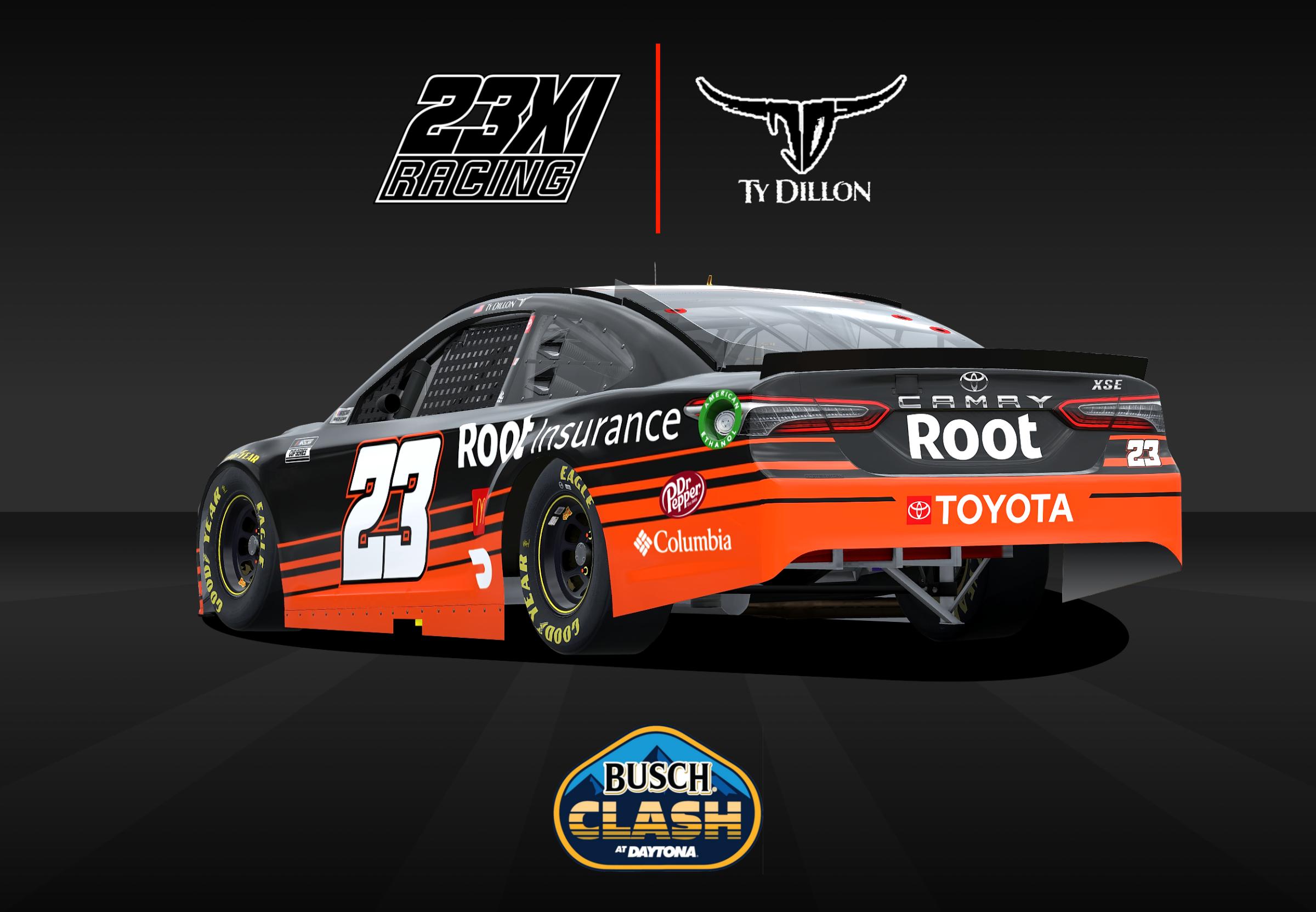 OFFICIAL Ty Dillon Root Insurance 23XI - 2021 Busch Clash Daytona Camry ...