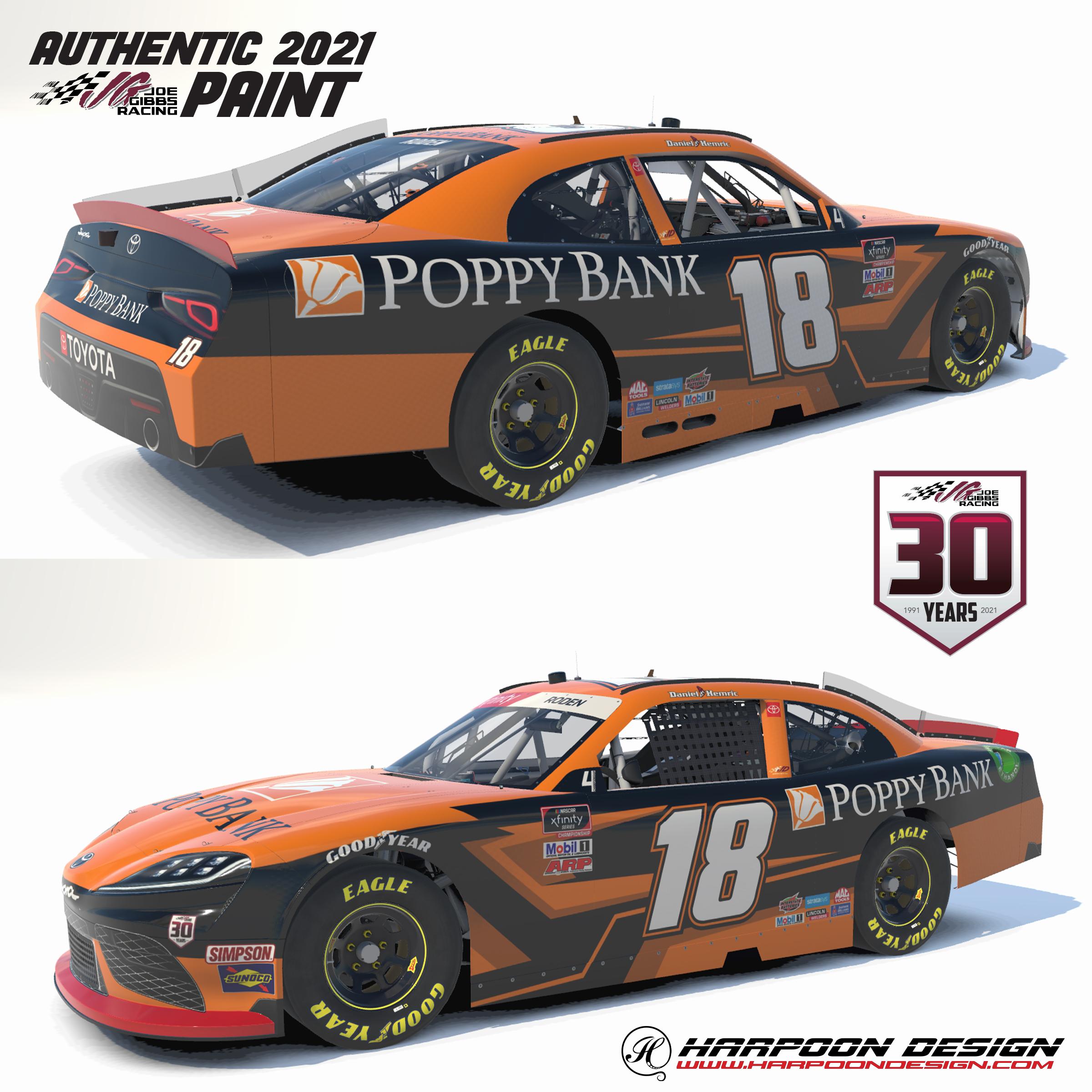 2021 Daniel Hemric Poppy Bank Championship Supra No Num by Brantley ...