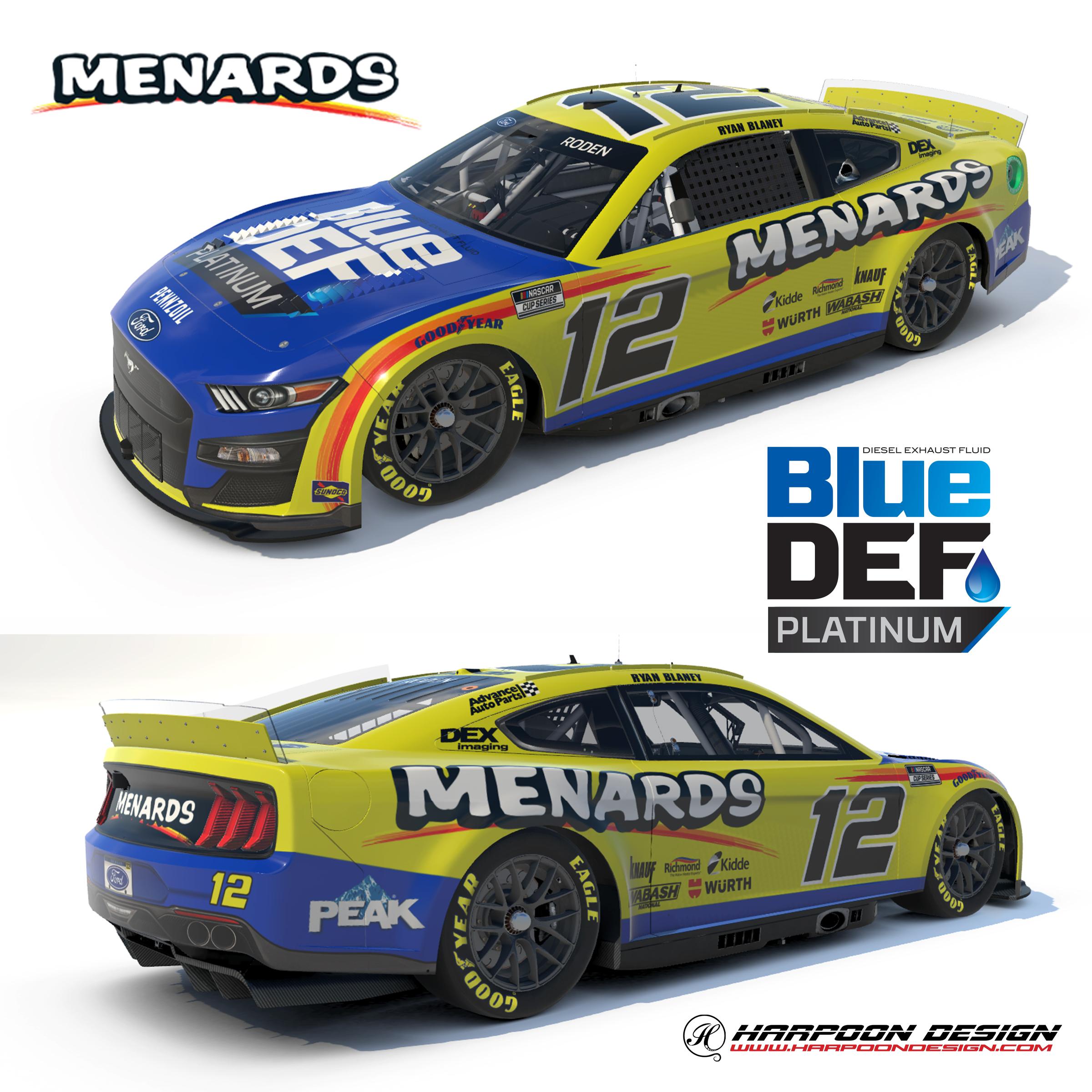 2022 Ryan Blaney Menards Blue Def Mustang by Brantley Roden Trading